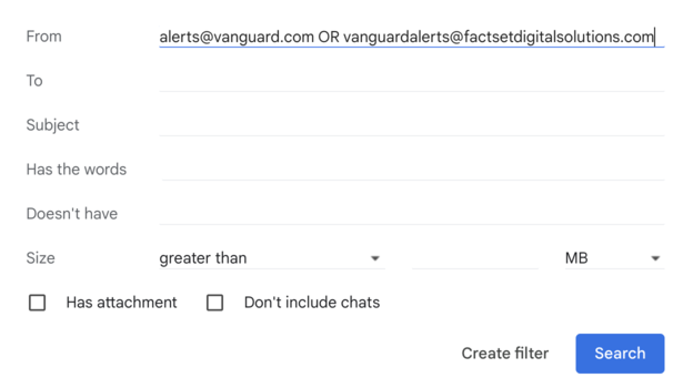 Gmail create filter dialog box